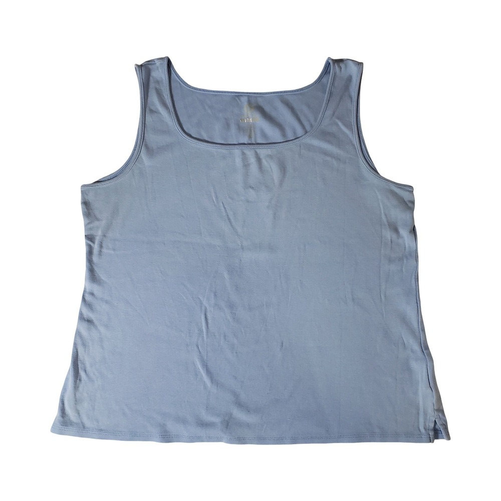 Ruby Rd Womens Light Blue Square Neck Sleeveless Tank Top Knit Side Slits Size M